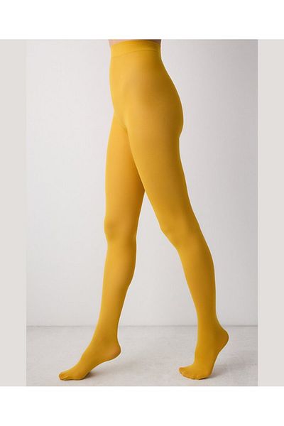 İntive Lingerie Penti 40 Den Saffron Micro Matte Netted Toe Opaque Pantyhose Box Body - Socks
