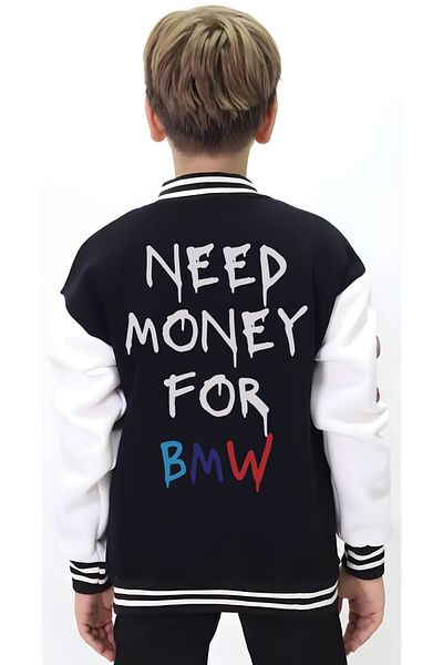 Edizen Висококачествено детско колежанско яке с принт BMW за момичета и момчета, 2025 г. (6-16 години)