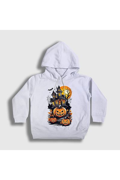 Presmono Hanorac cu glugă pentru copii unisex, alb, Haunted House V2 Halloween Halloween 500701 tt