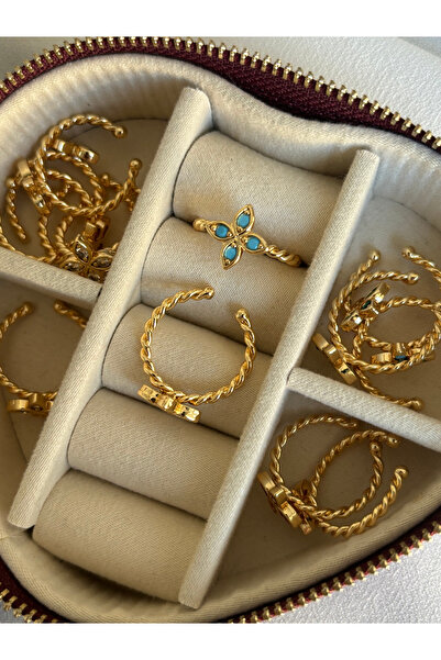 ringbox Turkuaz Renkli Yonca Koleksiyon Yüzük