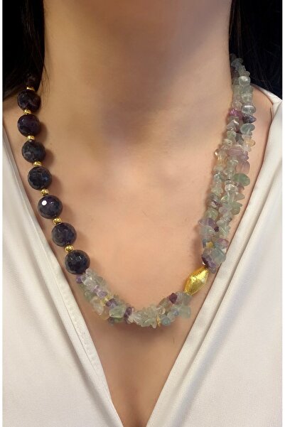 Takkı by Handan Ametist taşı ve FLORİT taşı tasarım kolye.