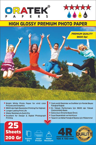 ORATEK Canon Pixma E204 Premium Photo Paper - Pg-46 Cl-56, 10X15 Cm, 200 Gr, 25 Pieces