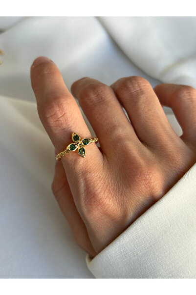 ringbox Yeşil Renkli Yonca Koleksiyon Yüzük