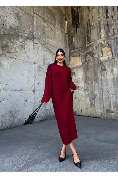 BRTC design Women's Ecru Braid Detailed Knitwear Dress