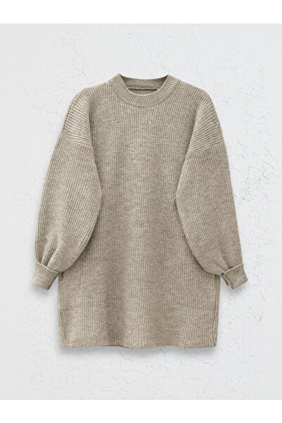 Modamorfo Στρογγυλή λαιμόκοψη Casual Knitwear Tunic - Ανοιχτό καφέ