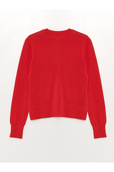 LC Waikiki Lw - Crew Neck Plain Long Sleeve Women's Knitwear Cardigan