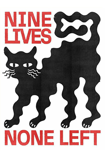 512 STORE Dokuz Can Hiçbiri Kalmadı / Kedi Duvar Dekor Modern Poster 30x42 Çe...