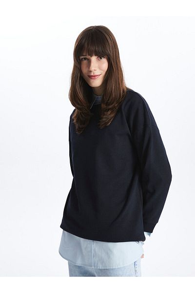 LC Waikiki Lw - Dámská mikina tunika s jednoduchým dlouhým rukávem Crew Neck