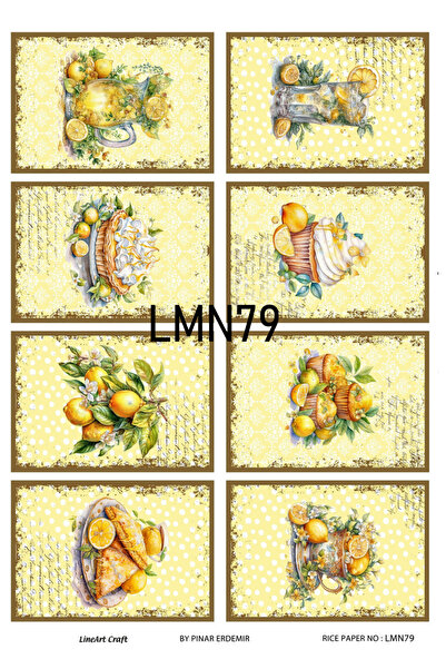 LİNEART Limon Deseni Limon Serisi Pirinc Dekopaj Kagıdı  29X42cm No:LMN79