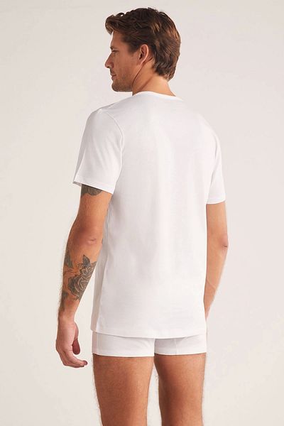 Kom Enrico V-Neck Cotton 2-Piece Men's T-Shirt - White