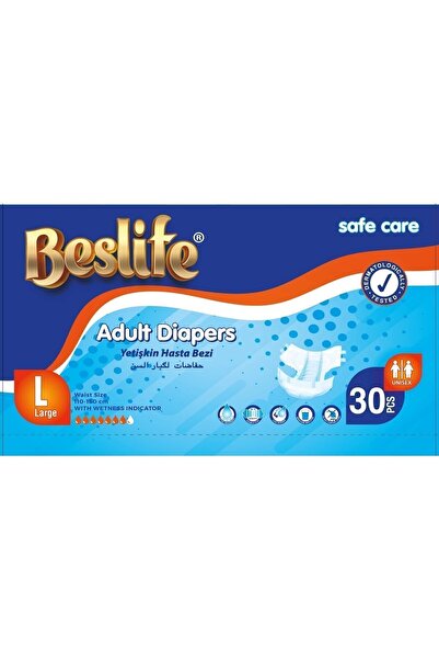 beslife Polietilen Yüzey Yetiskin Belbantlı Hasta Bezi Large Beden 30 Lu Paket