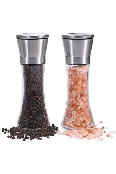 TARIK HOME 2 Pieces First Class Stainless Steel Grinder Pepper Shakers and Salt Shakers Set