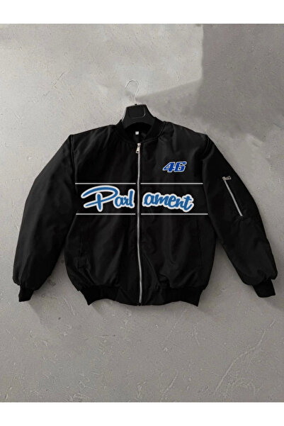 JANES Full Fit Long Sleeve Printed Bomber Jacket - Black