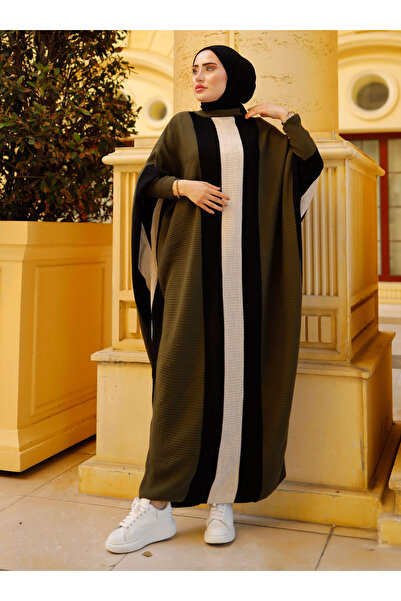 SAHRA BUTİK Khaki Sahra Boutique - Πλεκτό φόρεμα Hijab με νυχτερίδα