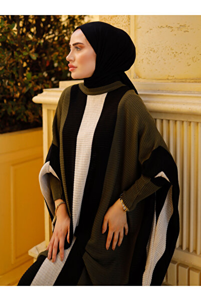 SAHRA BUTİK Khaki Sahra Boutique - Πλεκτό φόρεμα Hijab με νυχτερίδα