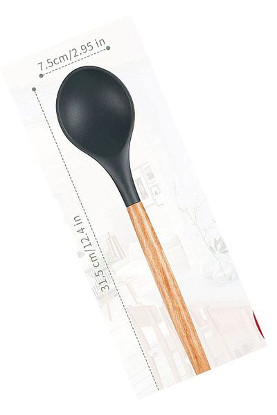 Jet's Home Silicone Ladle Kitchen Ladle with Wooden Handle 31 cm