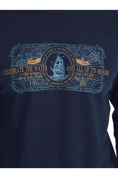 LC Waikiki Lw - Bisiklet Yaka Uzun Kollu Baskılı Erkek Sweatshirt