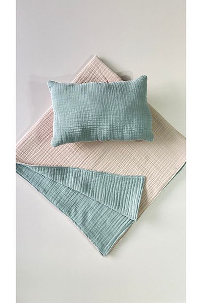 GİZGİYİM Double Sided 8 Layer Muslin Baby Blanket and Pillow Set, 100% Cotton, Winter, Breathable