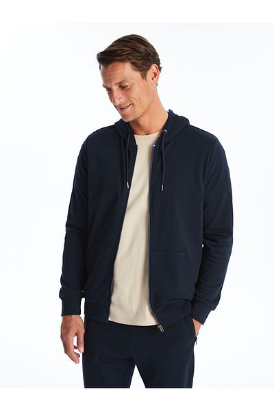 LC Waikiki Hooded Long Sleeve Men's Thick Zip-Up Sweatshirt