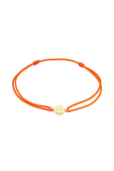 ELLI Armband Damen Lächelndes Gesicht Symbol mit Nylon Rot in 925 Sterling Silber vergoldet