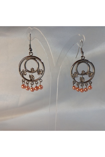 Crystal Atelier Elegant Flower Detailed Pearl Beaded Hoop Earrings