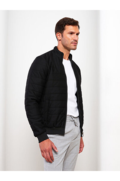 LC Waikiki Black Slim Fit Mock Neck Long Sleeve Men's Sports Cardigan