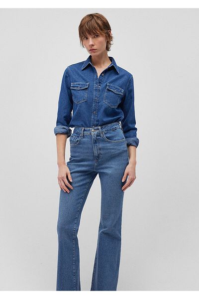 Mavi Levin klassisches dunkelblaues Jeanshemd aus Denim – sitzender Schnitt 1210477 -87814
