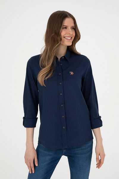 U.S. Polo Assn. Cămașă de damă cu mânecă lungă bleumarin - Model de bază 50283991 -VR033