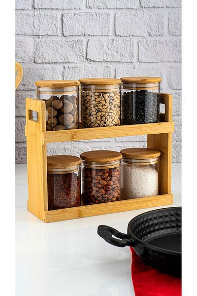 Bambum Tier 7-Piece 2-Tier Spice Rack Set with Stand