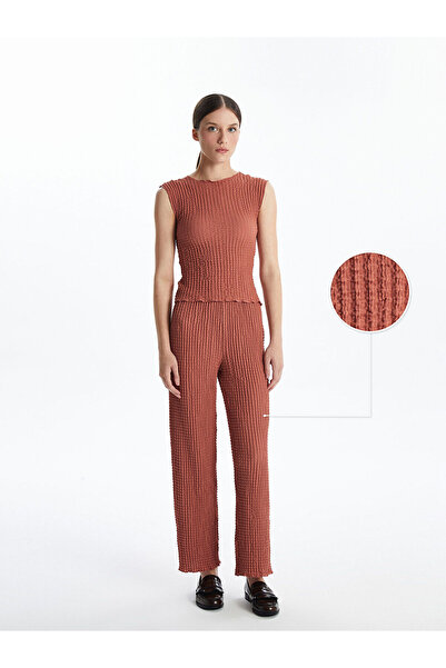 LC Waikiki Teksturirane ženske pantalone sa elastičnim strukom