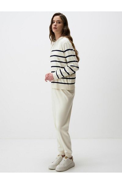 Jimmy Key Ecru High Waist Elastic Leg Jogger Pants