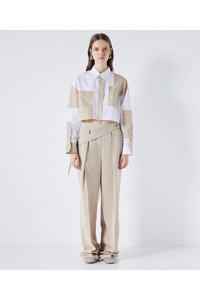 İpekyol Colorblock crop shirt