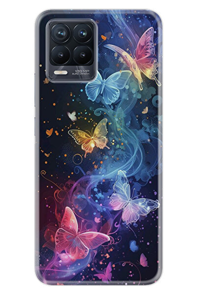 realme 8 - 8 Pro Kılıf Boutique Baskılı Resimli Neon Kelebekler Pcode -092
