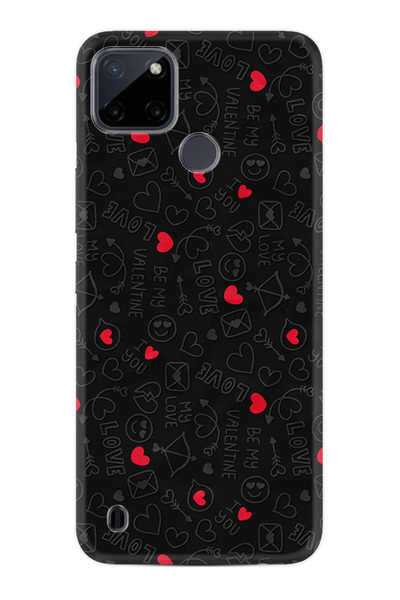 realme C25Y Kılıf Boutique Baskılı Resimli Siyah Kalp ve Ok Pcode -064