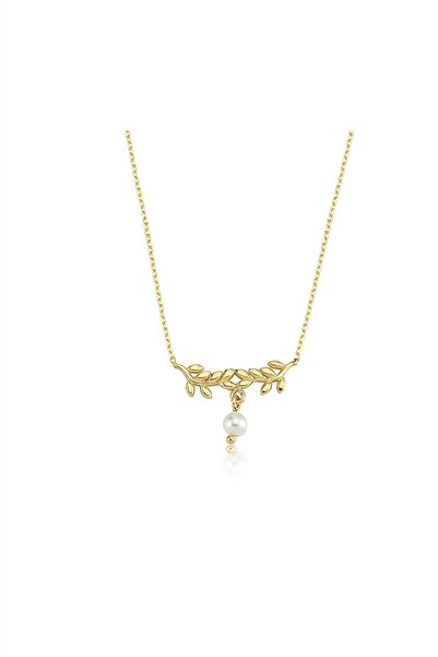 FasekGold Altın Kolye - İncili Dal 14 Ayar Altın Kolye