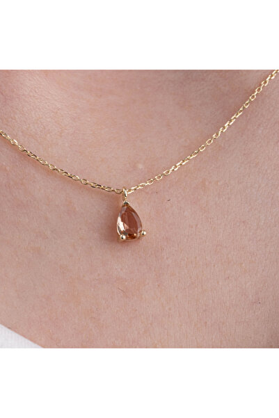 FasekGold Altın Kolye - 0.25 Karat Zultanit (Renk Değiştiren) Doğal Taşlı Hed...