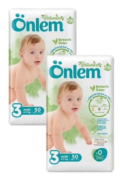ÖNLEM Botanika Size 3 Baby Diapers Double Jumbo Midi 50 Pieces X 2 Pieces