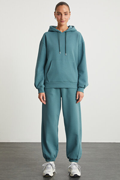 ETHIQUET ARONDIR Γυναικείο πράσινο αθλητικό παντελόνι oversized τεταρτημορίων με ελαστικό κορδόνι στη μέση