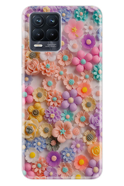 realme 8 - 8 Pro Kılıf Boutique Baskılı Resimli Rengarenk Papatyalar Pcode -060