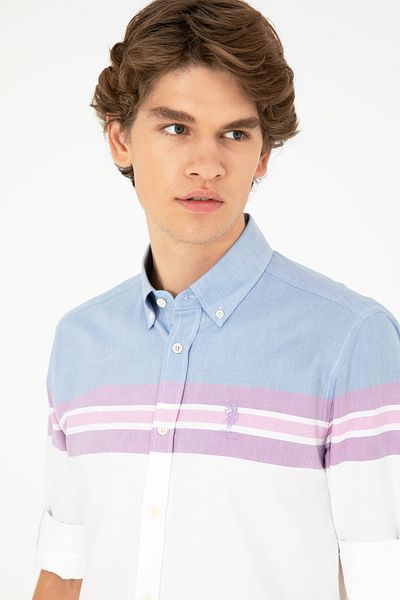 U.S. Polo Assn. Ανδρικό σκούρο μπλε μακρυμάνικο πουκάμισο 50283802 -VR032