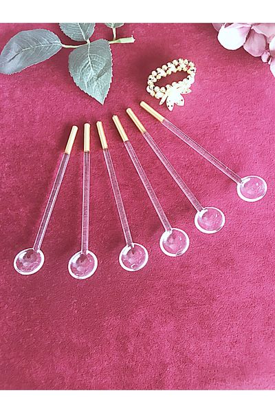 DECOSTYLE 13 cm 6-Piece Glass Spoon - Tea and Coffee Mixing Set