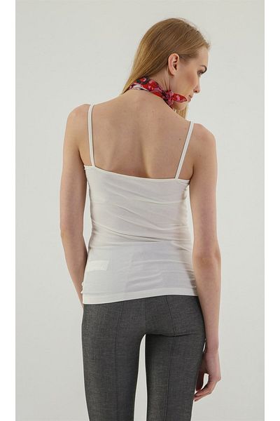 Jument Corp lung din bumbac lycra cu curea de frânghie - crem