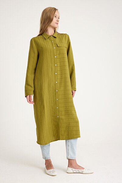 QANU Πουκάμισο με αγκράφα Modal Oil Green