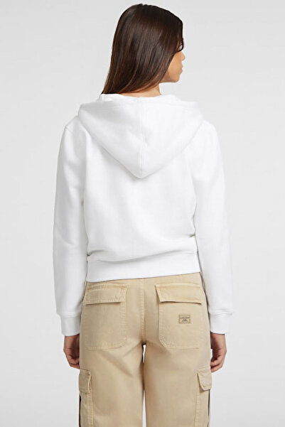 Guess Kadın GJ Mini Yama Fermuarlı Sweatshirt - Beyaz