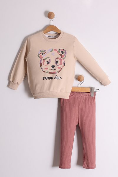 Pollito Girl's Seasonal Panda Printed 2-Piece Tracksuit Set