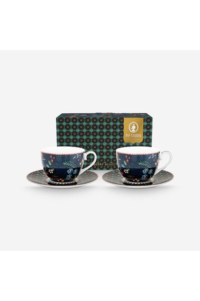 Pip Studio Berry Blues Blue Porcelain Teacup Set 280 ml