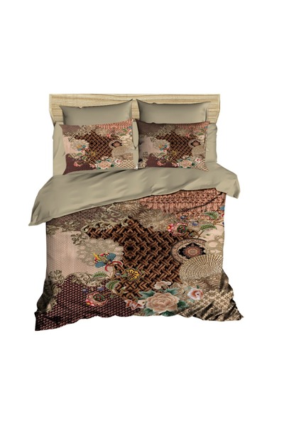 Fabeteks Fabric Embroidered Digital Double Duvet Cover Set