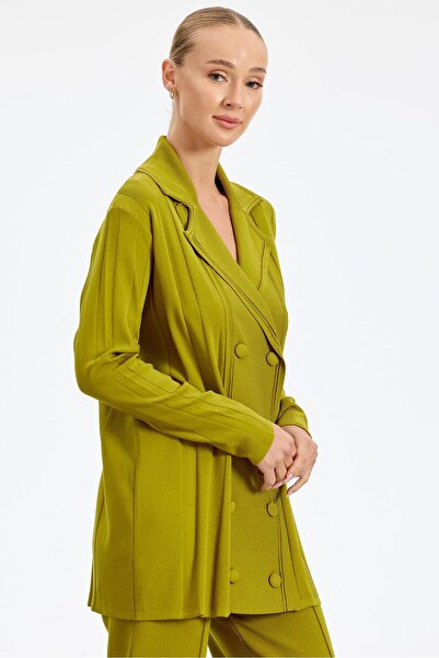 Tığ Triko Double Breasted Buttoned Rayon Suit Acid