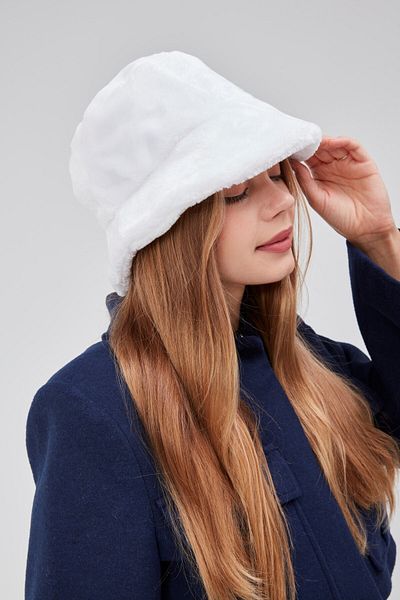 derikem Plush Bucket Women's Fisherman's Hat Soft and Furry Women's Hat