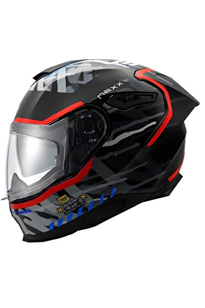 Nexx Y.100R URBANGRAM MAT SİYAH-KIRMIZI KASK